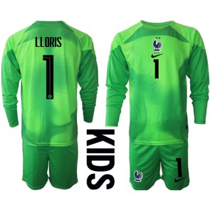 France Hugo Lloris #1 Goalkeeper Replica Away Stadium Kit for Kids World Cup 2022 Long Sleeve (+ pants)